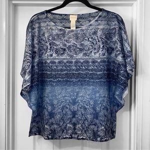 Chico's Flutter Sleeve Pai Border Top